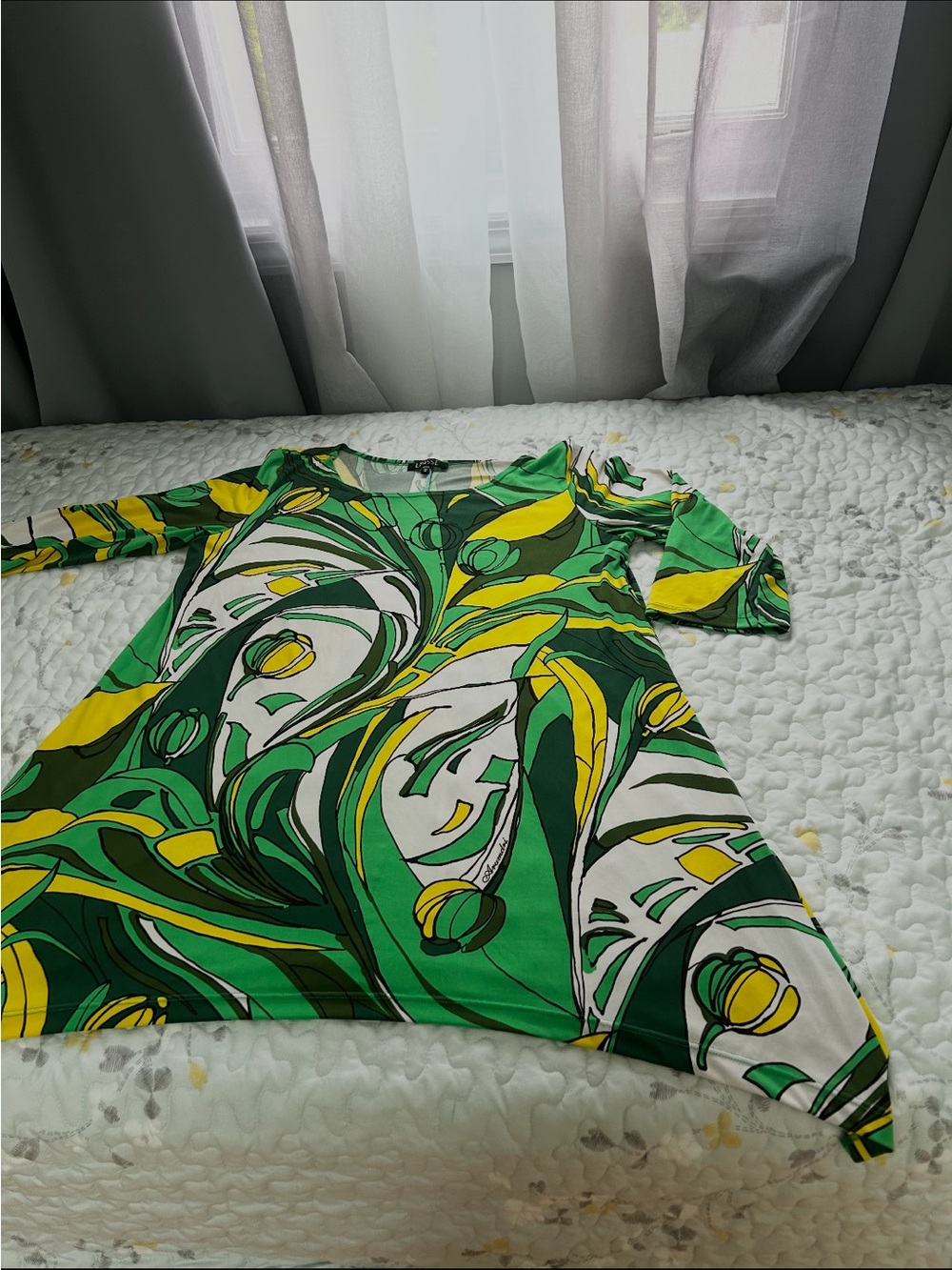 Vibrant Green & Yellow Print Women's Tunic